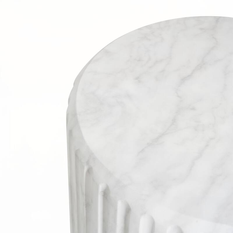 Outdoor Carved Side Table,White