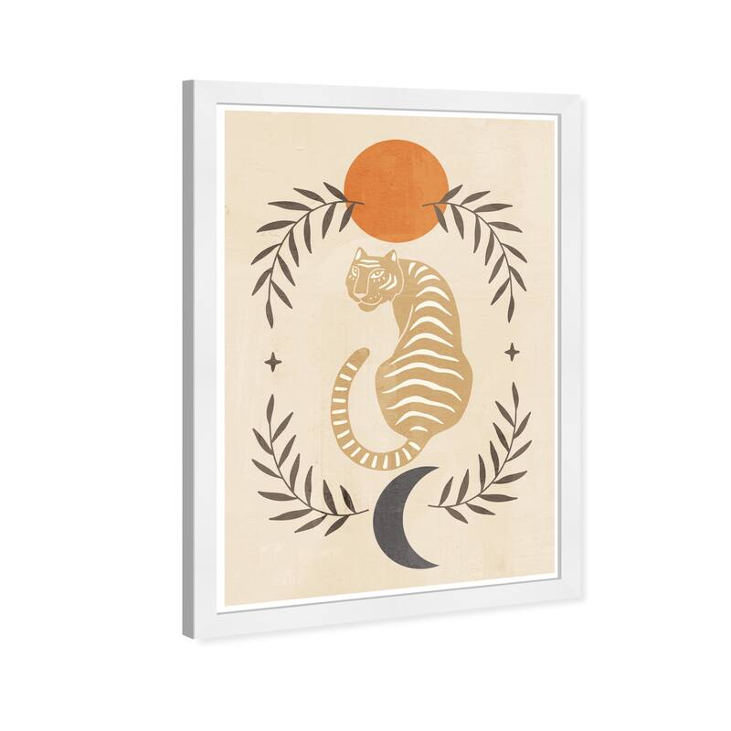 Wynwood Studio Prints Animals Tiger Moon and Sun Brown and Light Brown Modern & Contemporary Wall Art Canvas Print