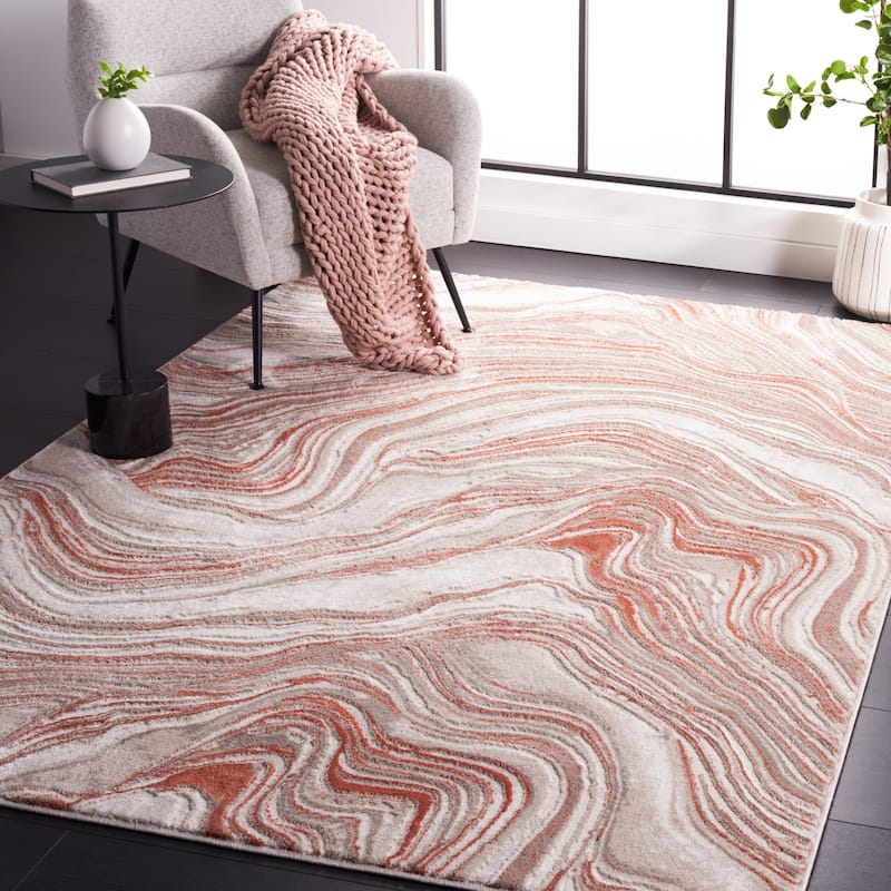 SAFAVIEH Meadow Marjolein Modern Abstract Rug - 9' x 12' - Rust/Ivory