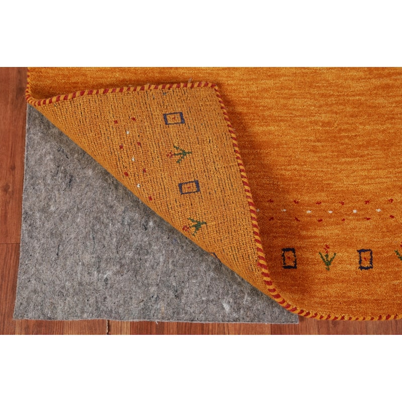 Hand Knotted Oriental 100% Wool Carpet Tribal Animal Pictorial Oranges & Rust Gabbeh Runner Rug - 9' 9'' X 2' 9''