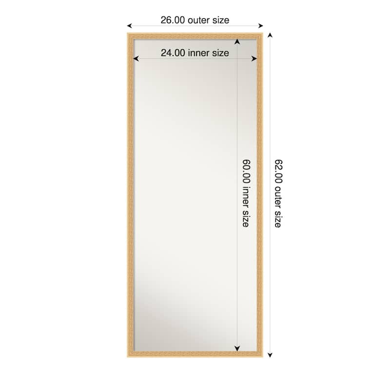 Bethany Non-Beveled Wood Framed Full-Length Floor Leaner Mirror - 26 x 62 in - Bethany Gold