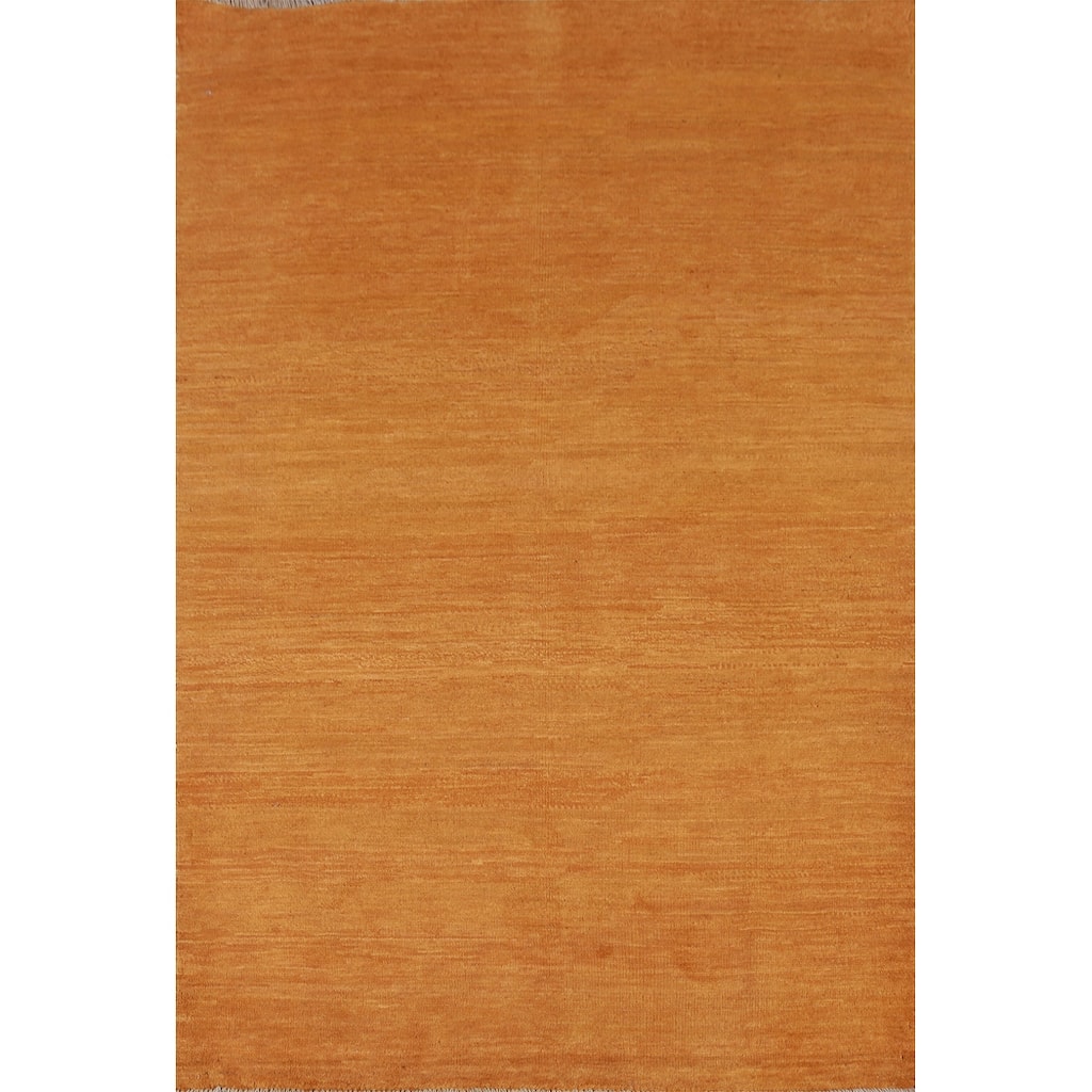Orange Rust Gabbeh Oriental Rug Handmade Wool Carpet - 3'11" x 5'7"