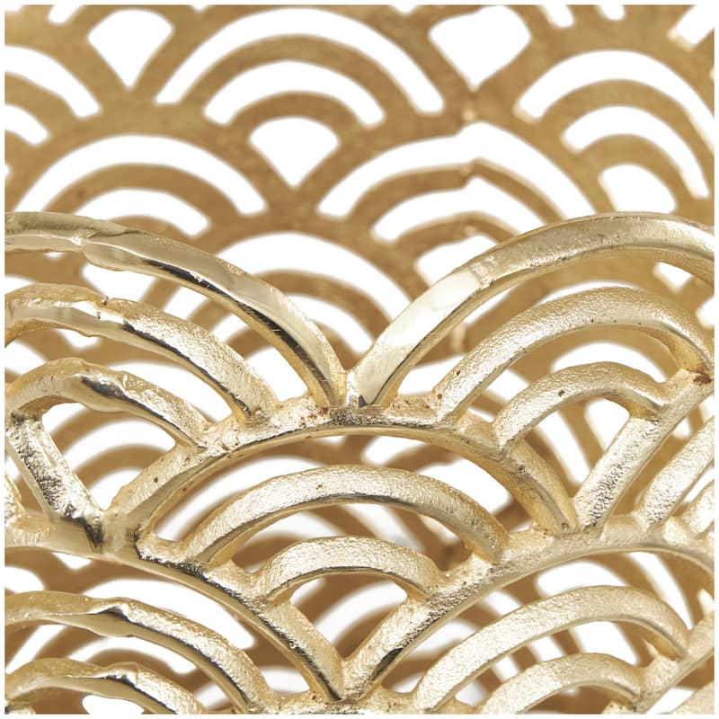 Aluminum Metal Geometric Art Deco Inspired Decorative Vase with Arch Designs - Set of 2 Gold or Silver - Roche River Decor