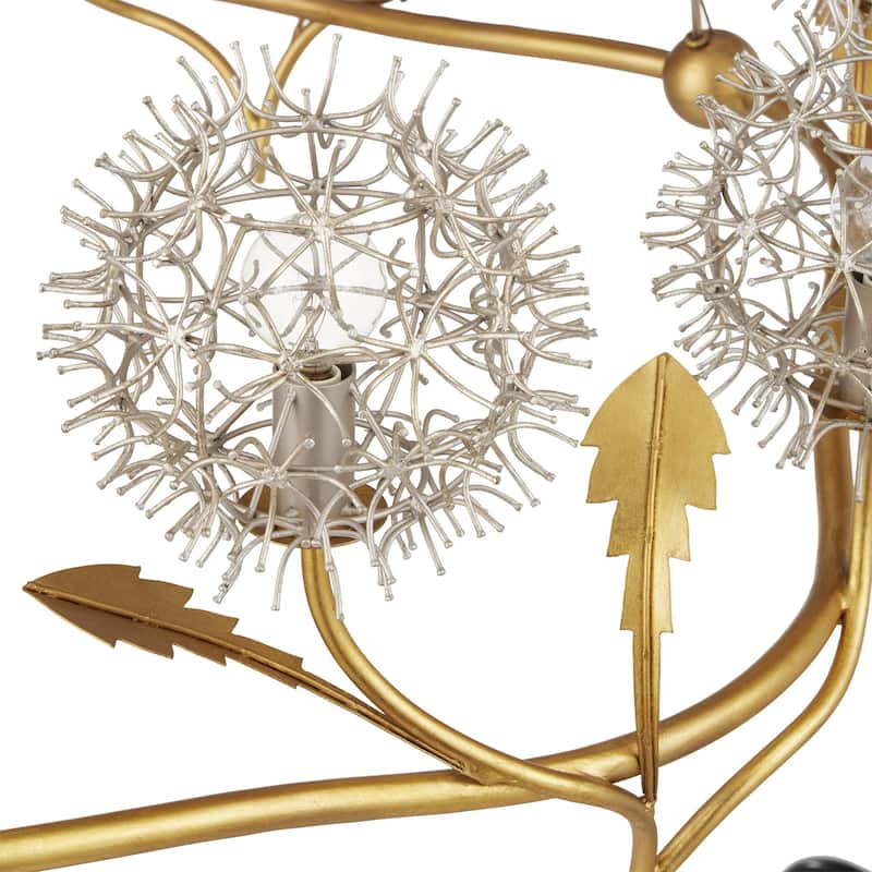 Currey & Company Dandelion Silver & Gold Chandelier - 15"h x 38.5"dia