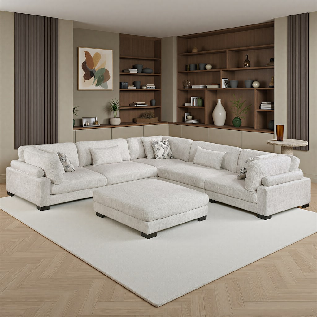 Fremont & Park Abbeville Microfiber 6-Piece Modular Sectional with Ottoman