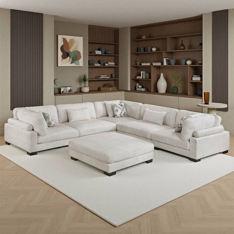 Fremont & Park Abbeville Microfiber 6-Piece Modular Sectional with Ottoman