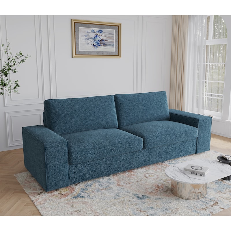 80" Linen 3-Seat Sofa Living Room Loveseat - Blue