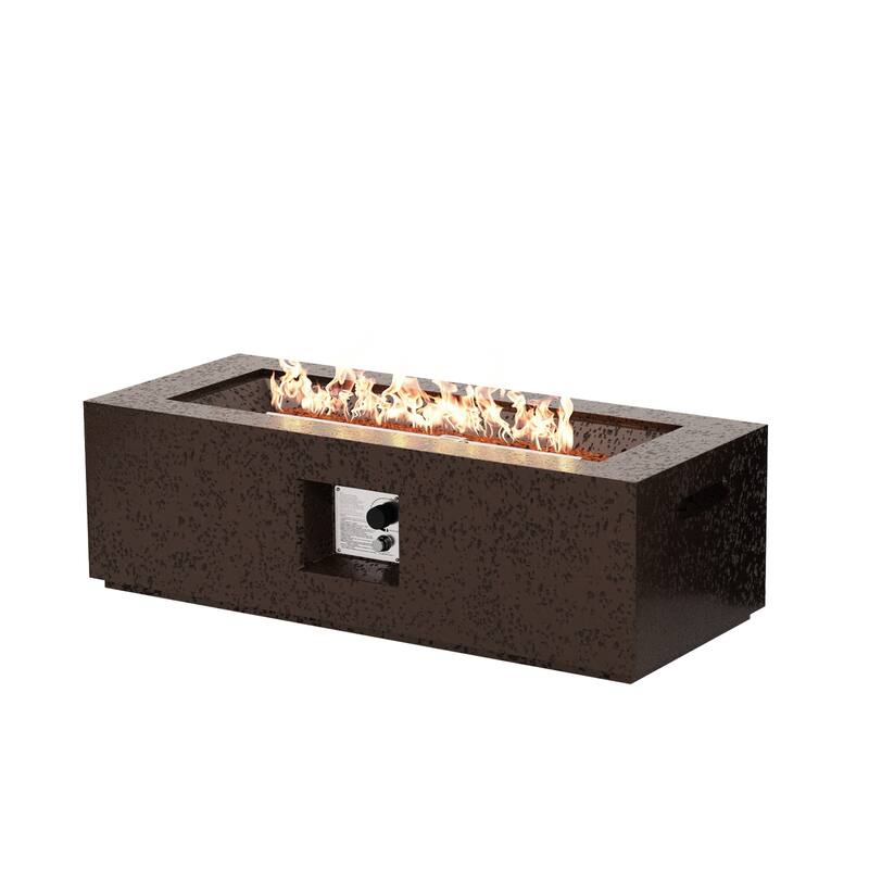 COSIEST 42'' Outdoor Rectangle Propane Fire Pit Table, 50000BTU - 42"*17"*13" - Brown