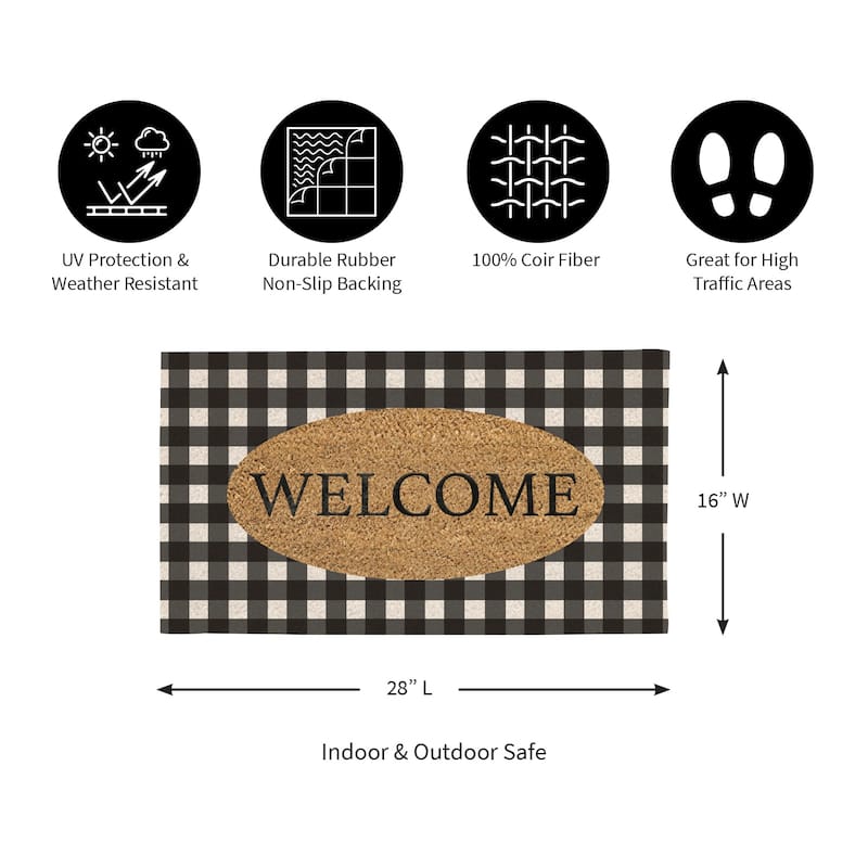 Buffalo Check Welcome Coir Mat
