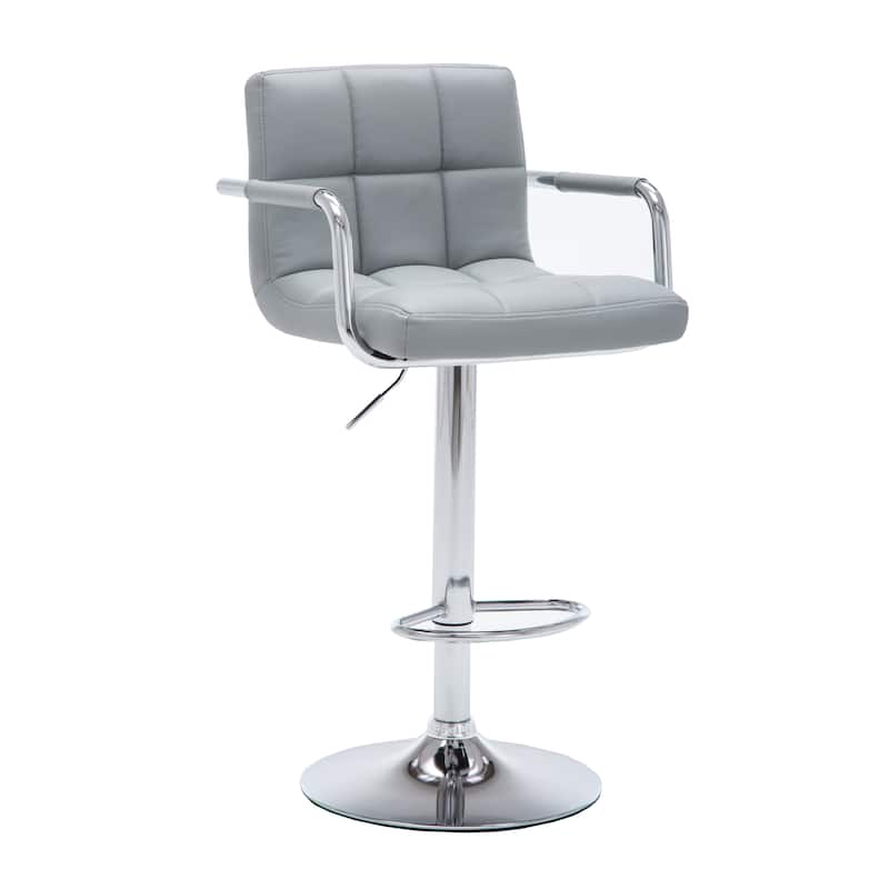 Upholstered Adjustable Retro Bar Stool - Grey
