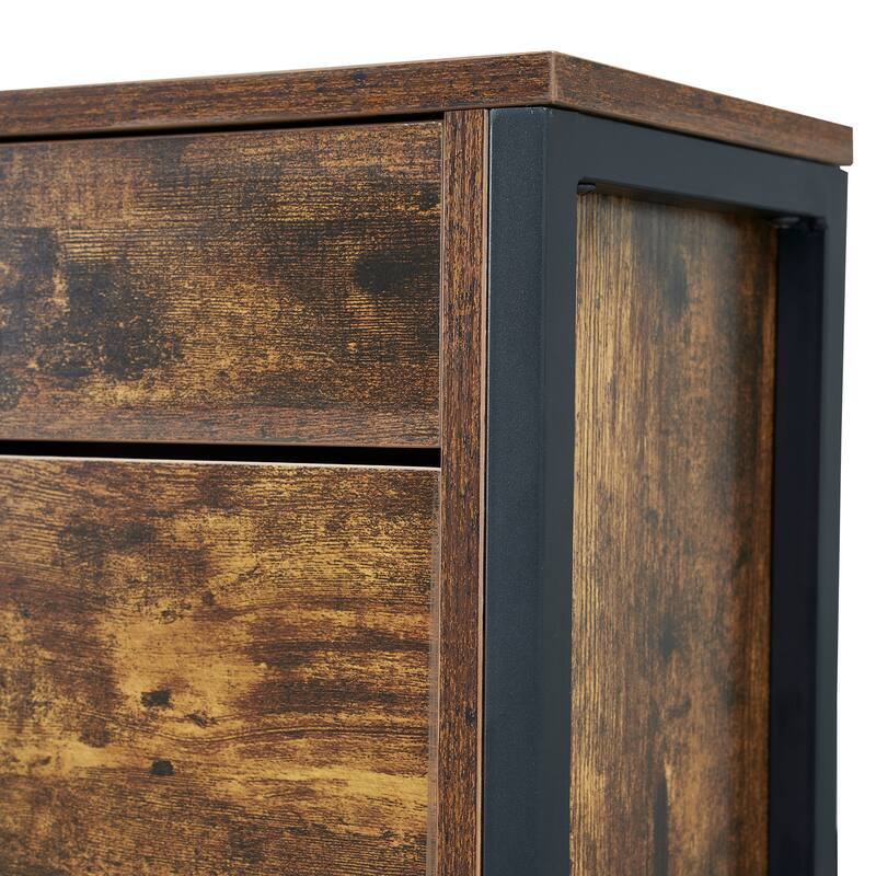 3-Tier Flip Shoe Storage Cabinet with Drawer, Hidden Storage Organizer for Entryway, Hallway, or Behind the Door Organizer