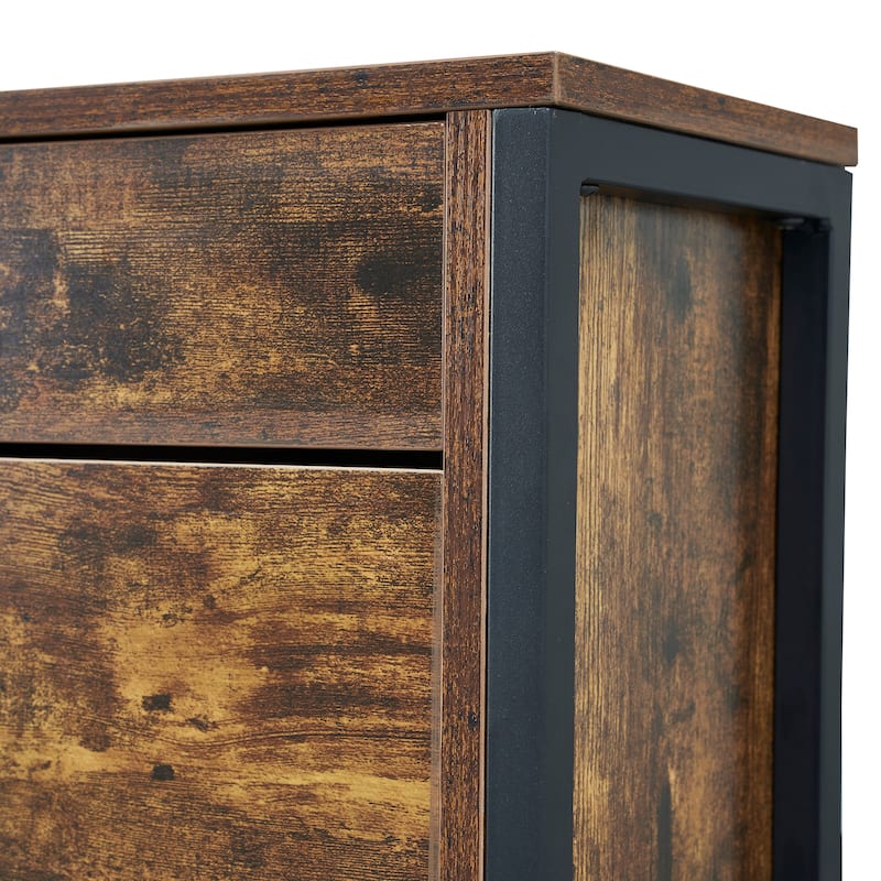 Wood Shoe Storage Cabinet for Entryway, 2 Flip Drawers Shoe Rack, Freestanding Hidden Shoe Organizer Holds up to 10 Pairs