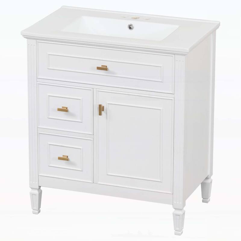 Bathroom Vanity Cabinet with Sink,with One Flip Drawer and Two Drawers,Adjustable Shelf