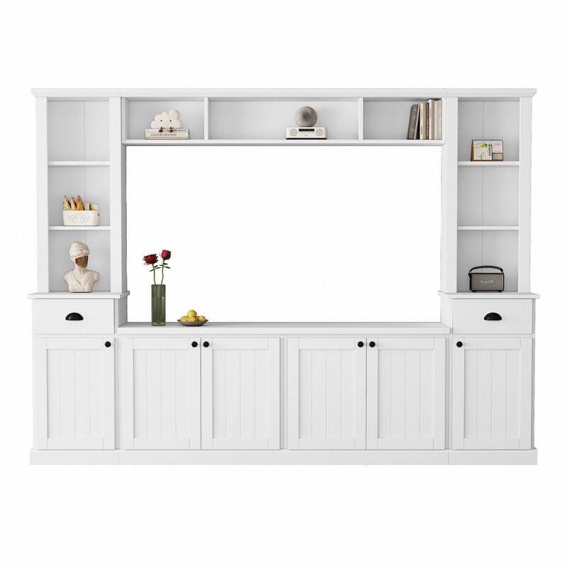 Modern 4-Piece Entertainment Wall Unit Set, Large TV Stand Media Console for TVs Up to 75"