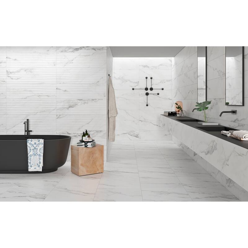 The Tile Life Twilight 12x40 White Ceramic Wall Tile