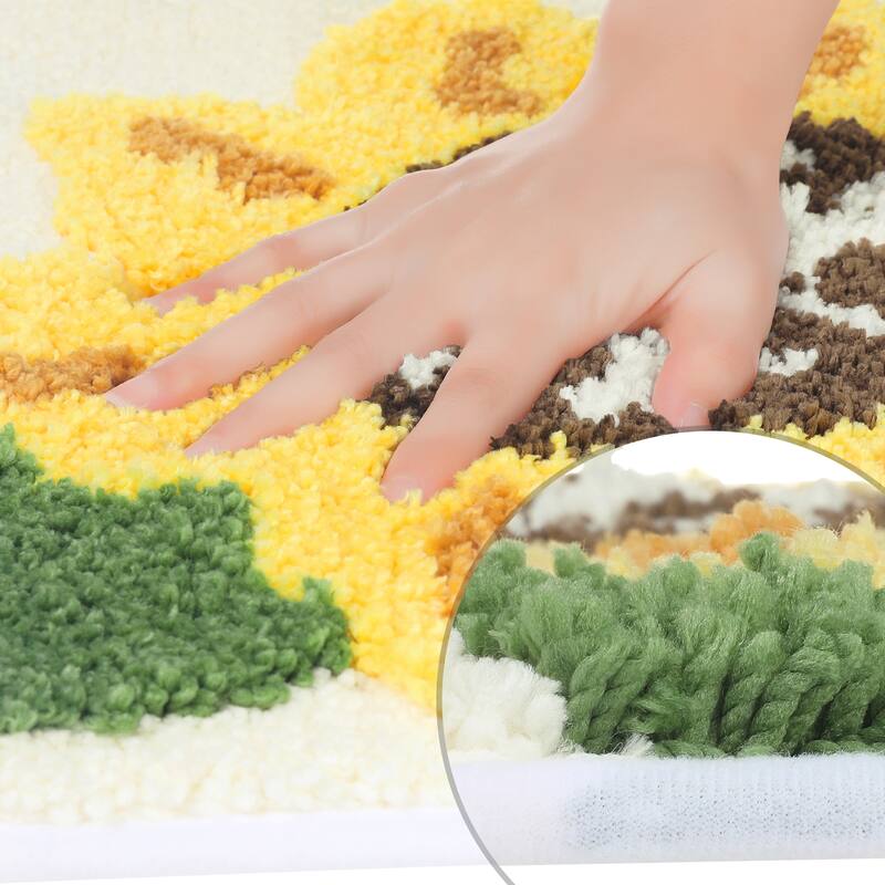 Bathroom Rug, Soft Sunflower Pattern Bath Mat for Bathroom No Slip and Absorbent Rugs Floor Mat