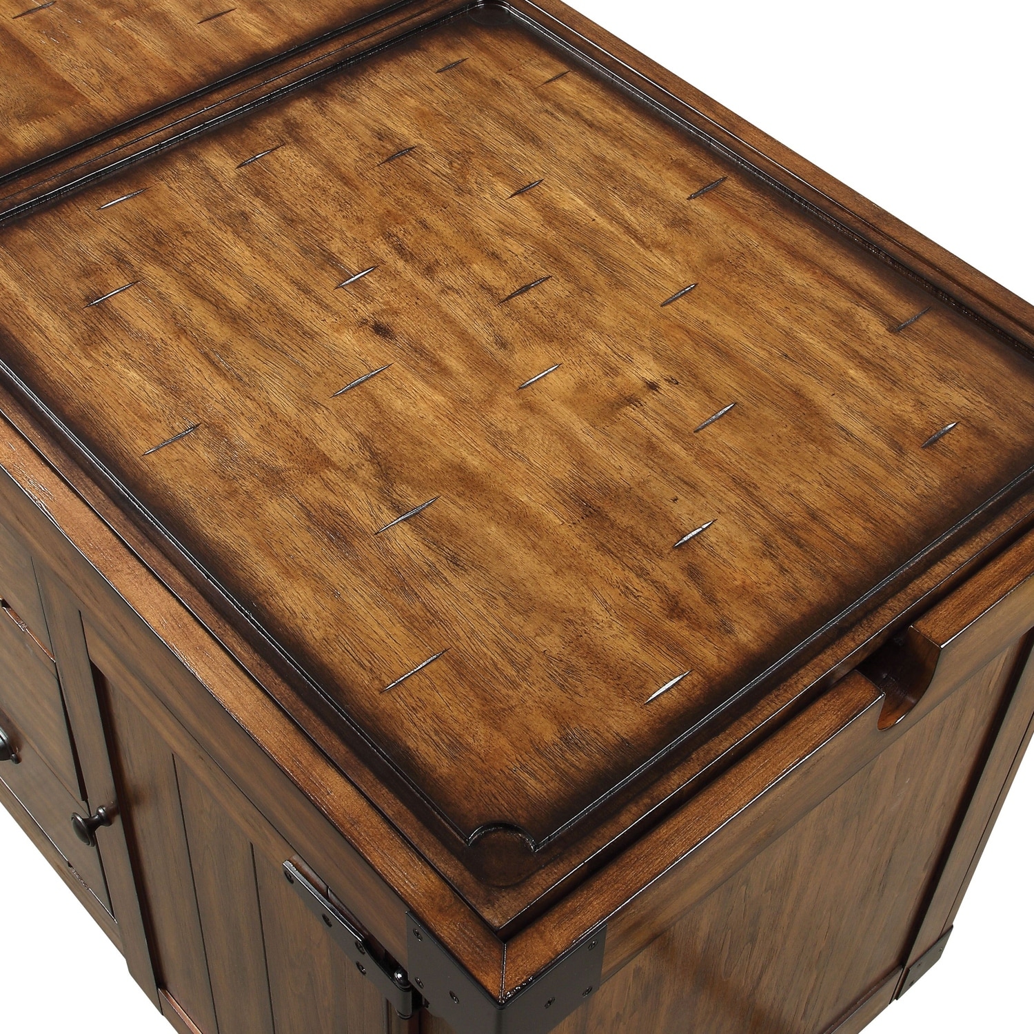 antique tobacco cart along with a top featuring two removable boards. Kabili Antique Tobacco Kitchen Cart