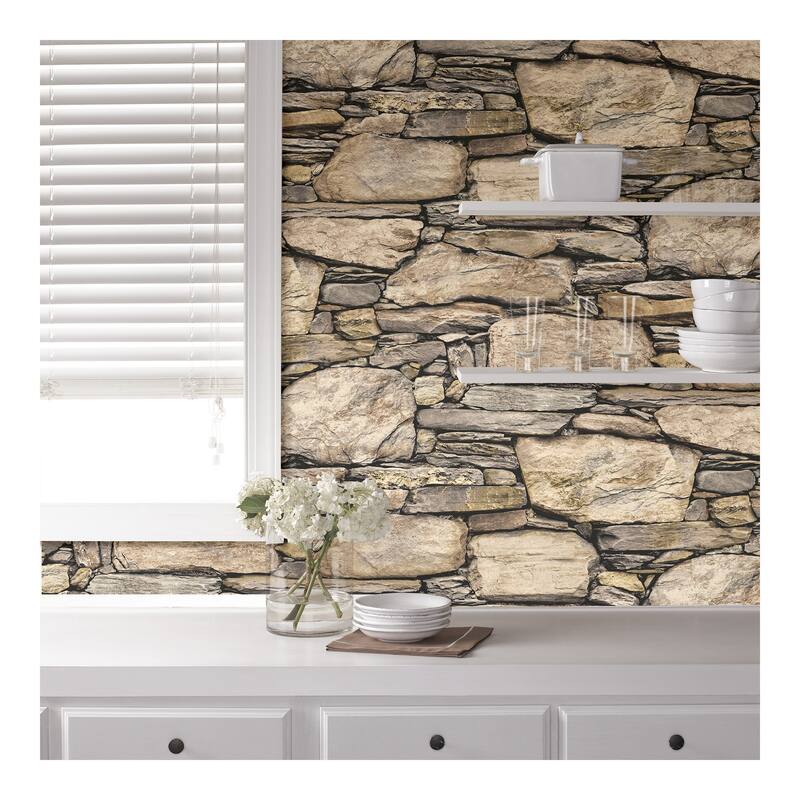 NuWallpaper Hadrian Stone Wall Peel & Stick Wallpaper - 216in x 20.5in x 0.025in