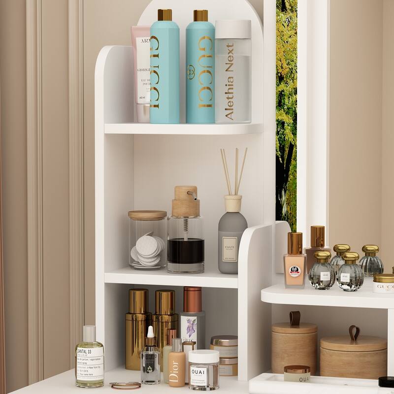5-Drawer Makeup Vanity Table Set With Mirror & Stool Dressing Table