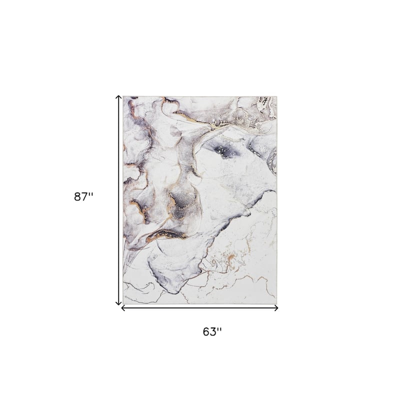 Kido Power Loomed Abstract Modern Low Pile Area Rug By HomeRoots - 87' X '63' X '0.25