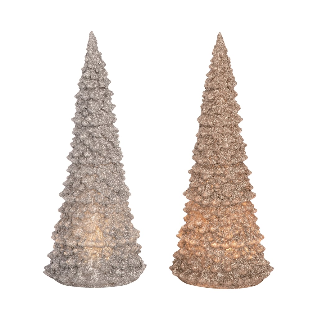 Transpac XLg Acrylic Light Up Christmas Tree Set of 2 Christmas Home Decorations