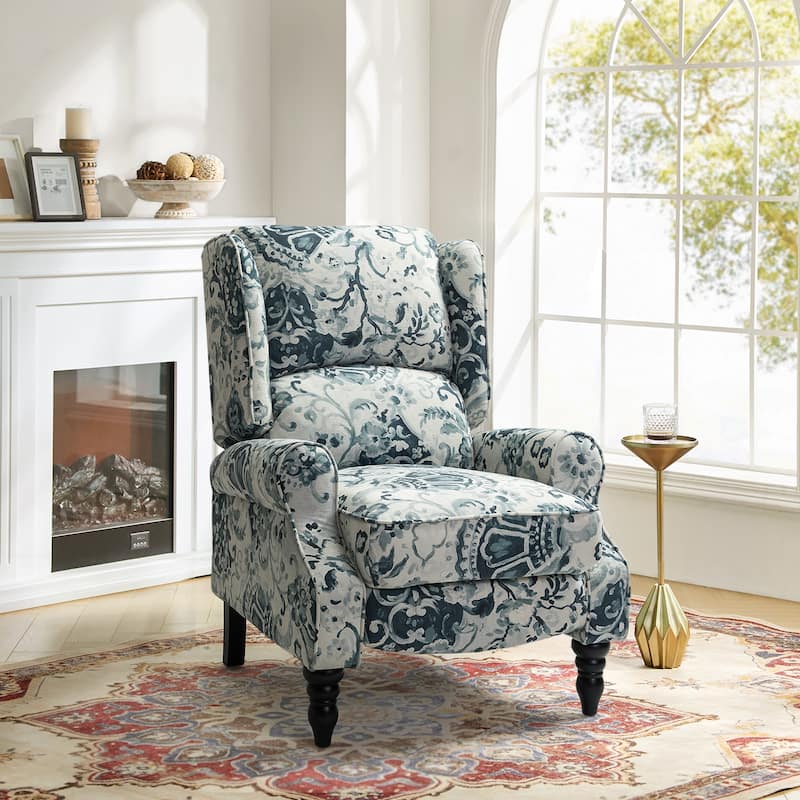 Olympus Upholstered Classic Manual Wingback Recliner with Solid Wood Legs by HULALA HOME