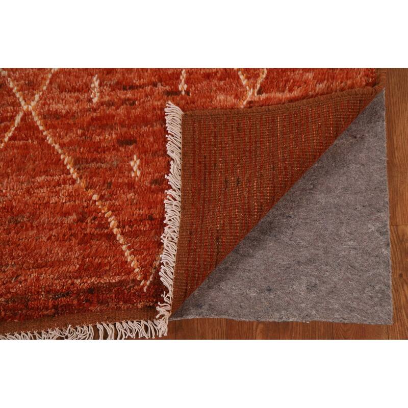 Hand Knotted Oriental 100% Wool Carpet Tribal Trellis Oranges & Rust Moroccan Area Rug - 10' 1'' X 6' 10''