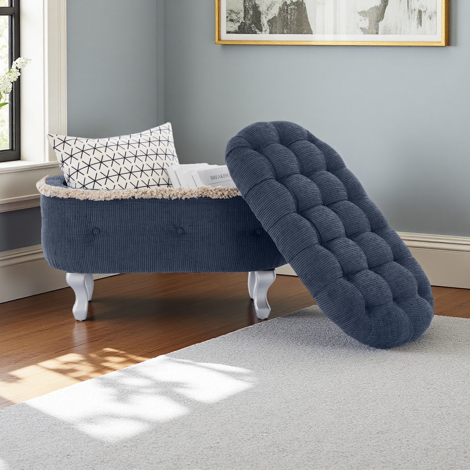 29.5"L Fabric Upholstered Storage Bench with Button Tufting