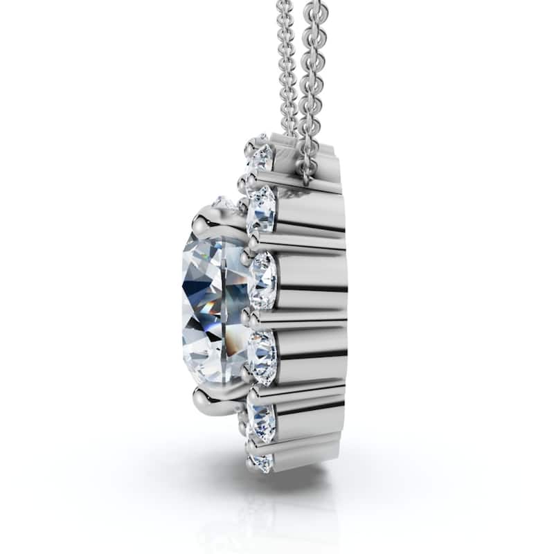 Certified 3 1/2Ct Halo Diamond Pendant Lab Grown Gold Women's Necklace