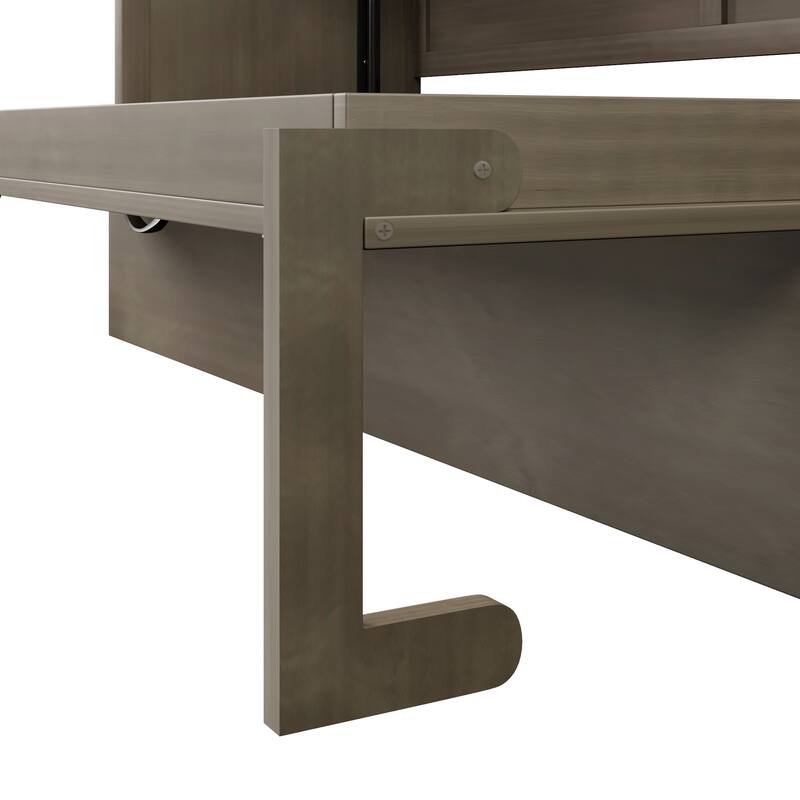 Twin Size Murphy Bed Cabinet with Fold-down Desk and Storage Bookcase Shelves