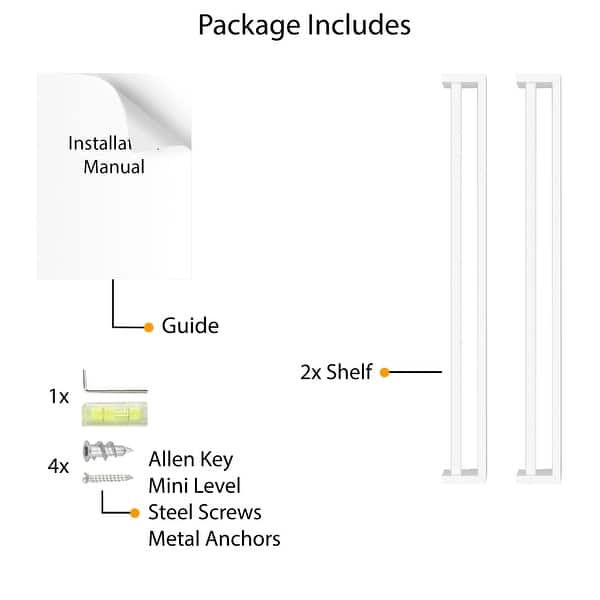 dimension image slide 0 of 2, Wallniture Utah Wood Wall Shelves for Book and Toy Storage (Set of 2) - White