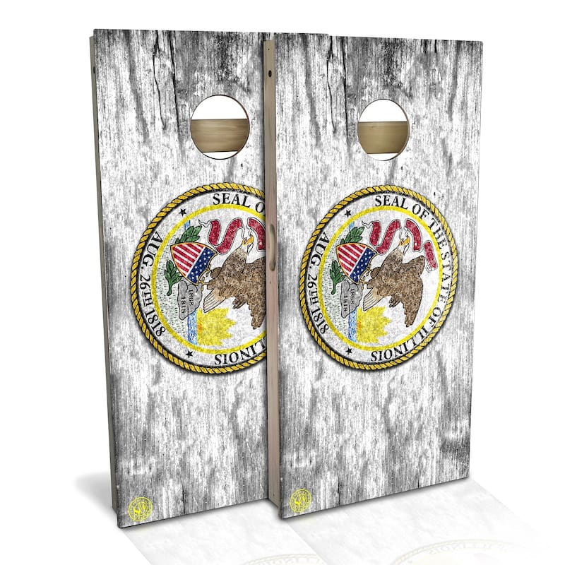 Illinois Flag Outdoor Cornhole Board Set - All-Weather 2x4 - Include Carrying Case