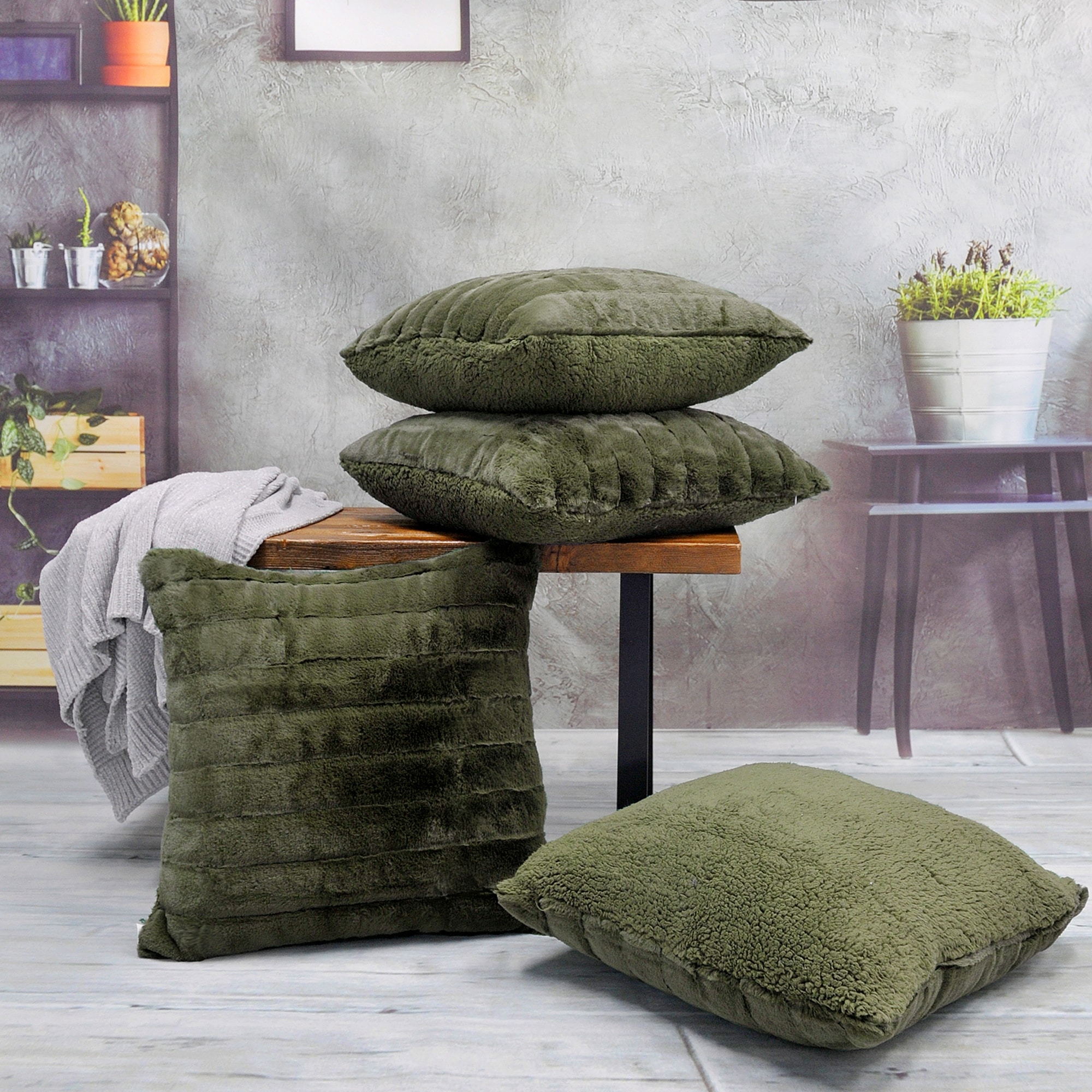 Serenta SuperMink Solid Color Throw Pillow Shell Cushion Cover Set