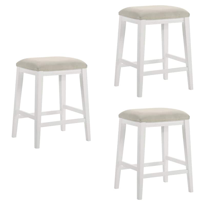 Jane Contemporary Transitional Backless Wood Counter Height Kitchen Bar Stool with Fabric Upholstered Seat