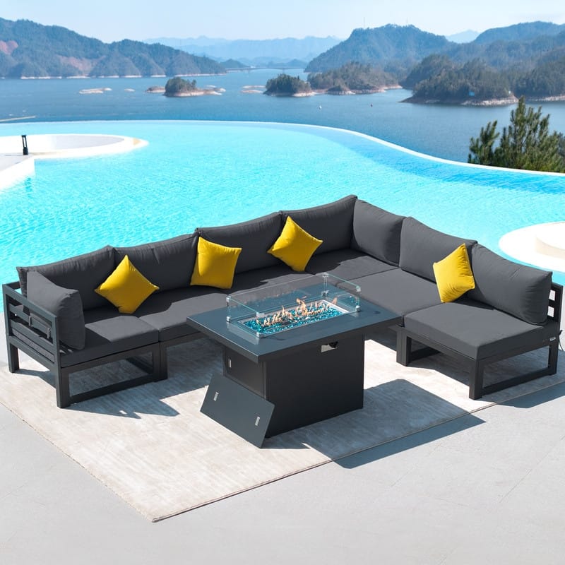 FINCATI Aluminum Outdoor Patio Furniture Conversation Sectional Sofa Set