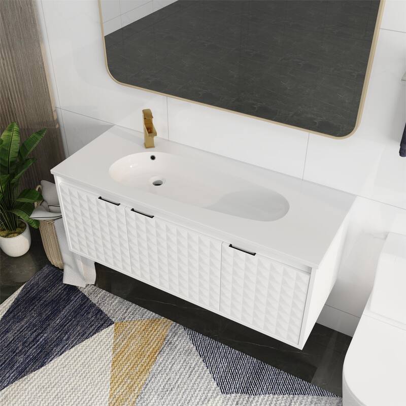 Bathroom Vanity With Sink In 24/30/36 Inch, Floating Bathroom Vanity With Soft Close Door