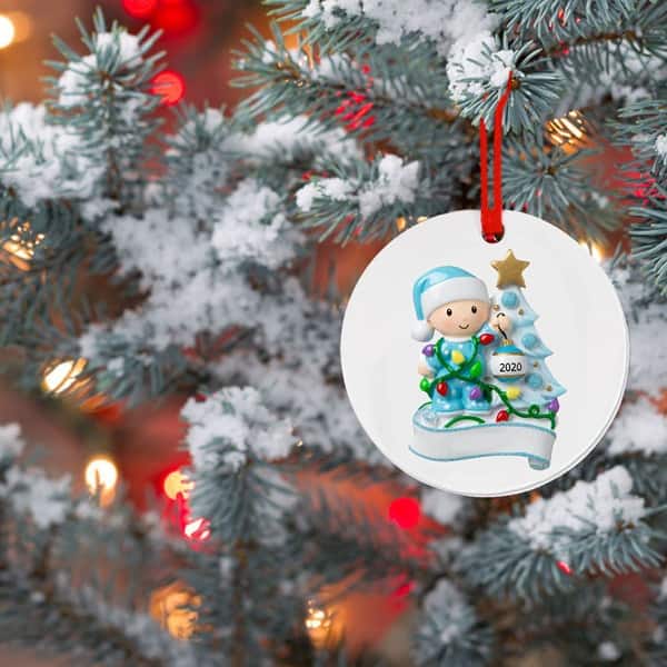 ZB TOP 2020 Christmas Hanging Ornaments Family of 2 Survived Family Personalized Ornament Xmas Tree Decorations DIY Name Blessing Resin Pendant 
