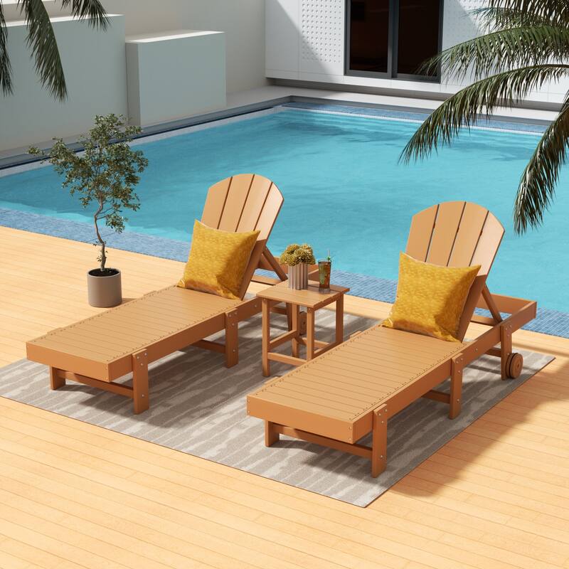 Polytrends Laguna Hdpe All Weather Outdoor Patio Pool Reclining Armless Chaise Lounges (3-Piece Set)