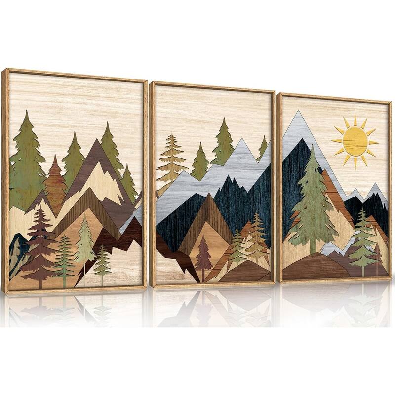 Nature Wilderness Illustration Wall Decor, Woodcut Forest