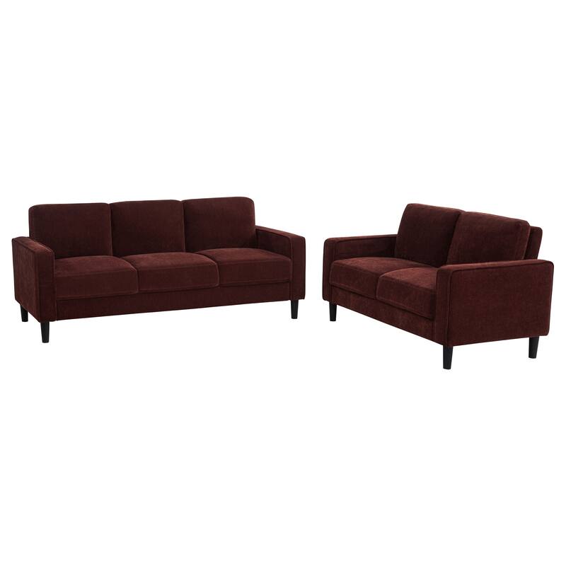 Ruth Fabric Upholstered Track Arm Sofa - 2-piece - Rust
