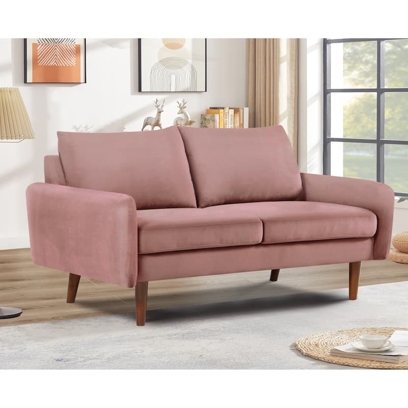 US Pride Furnitirue 58''W Tapered Legs Kent Velvet Loveseat - Rose