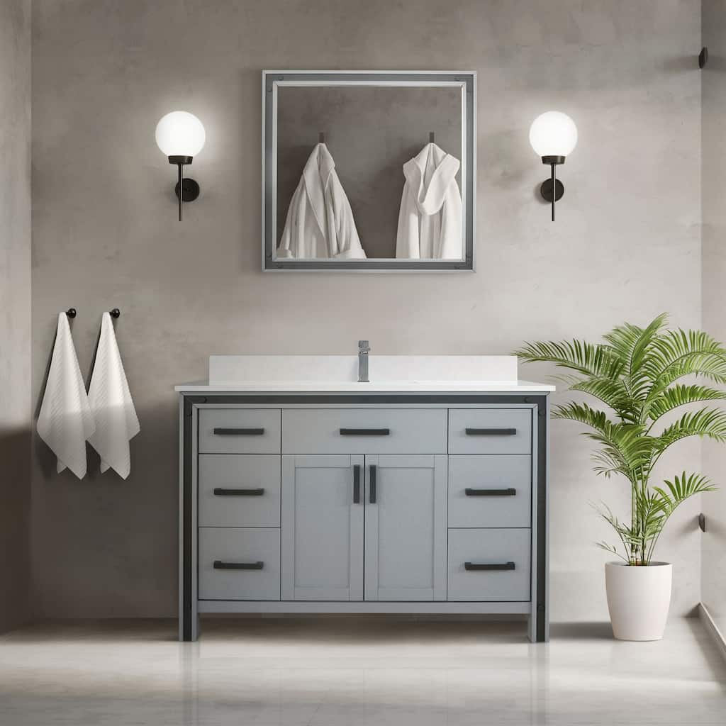 Ziva 48 in W x 22 in D White Bath Vanity and White Quartz Top