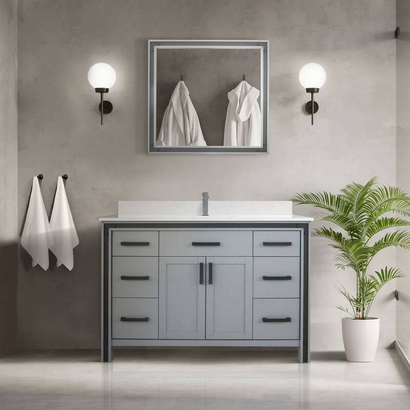 Ziva Bath Vanity, White Quartz Top and Mirrors