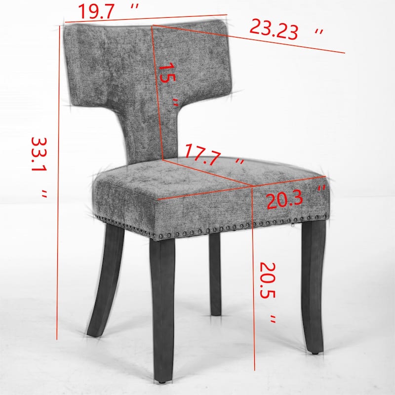 Mid Century Modern Dining Chairs Set of 2, Farmhouse Linen Fabric Upholstered Accent Chair Curved Backrest