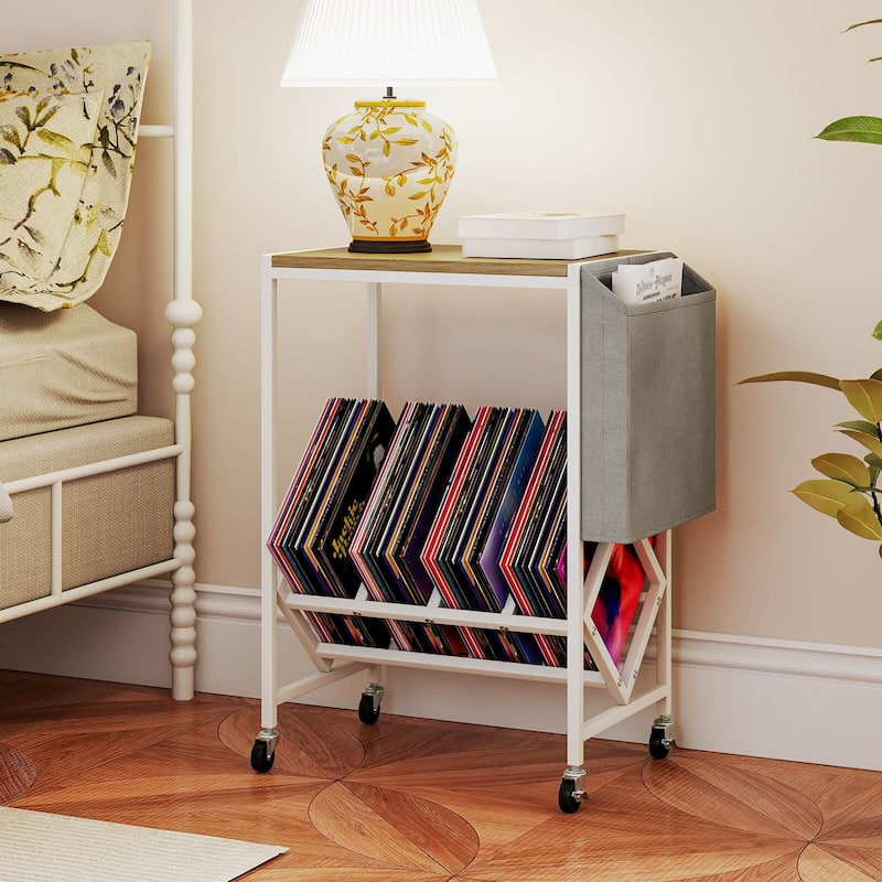 Costway Record Player Stand with Vinyl Record Storage & Side Storage - See Details