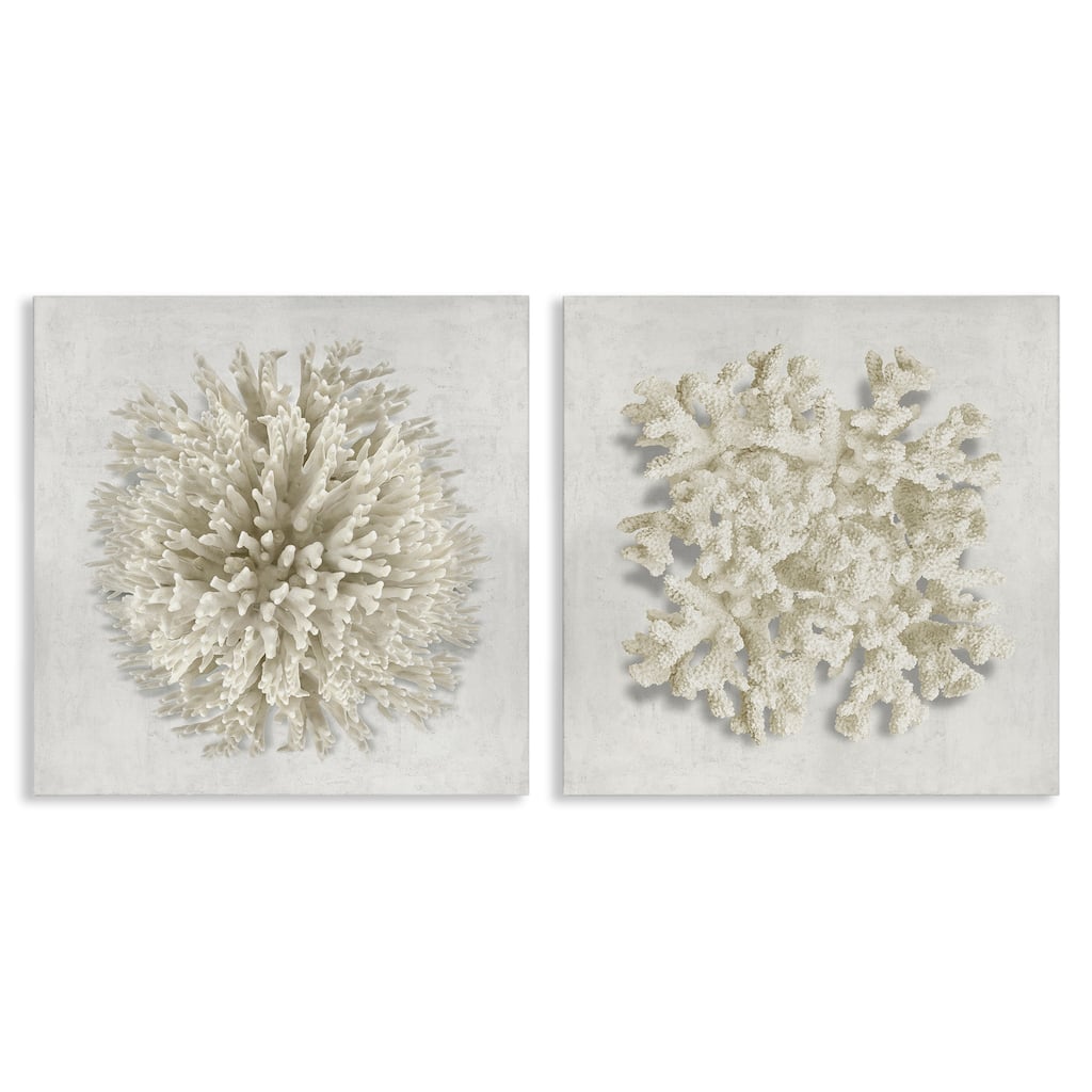 Stupell Distinct Natural Coral Canvas Wall Art Design By Caroline Kelly (Set of 2)