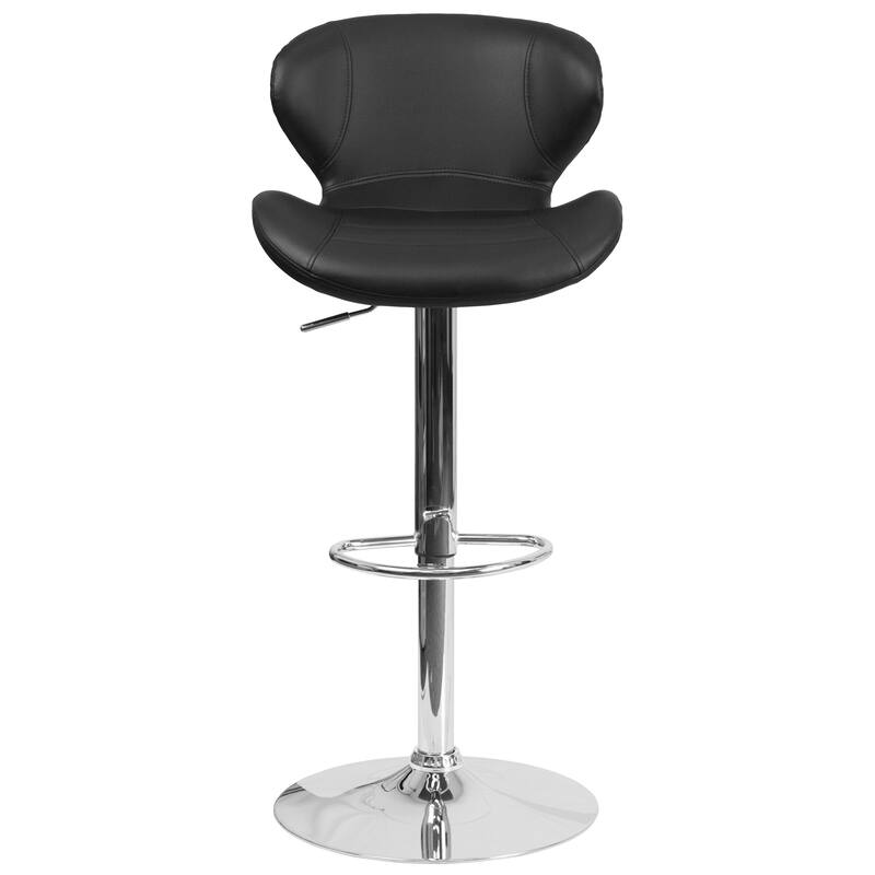 Modern Low-back Height-adjustable Chrome/Vinyl Barstools (Set of 2)
