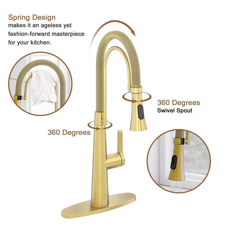Spring Kitchen Sink Faucet with Detachable Towel Rack, Kitchen Faucet for Kitchen Sink