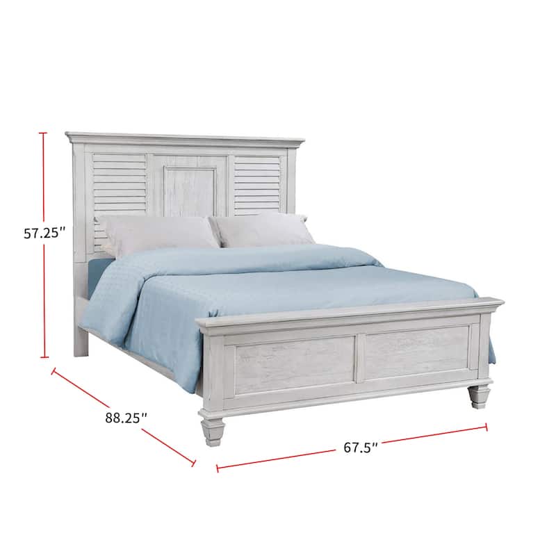 Bed With Panel Headboard, Antique White