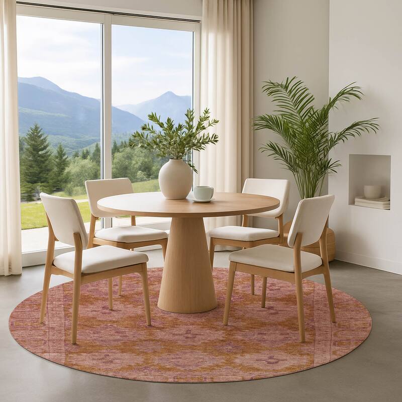 Premium Washable Super Soft Vintage Traditional Mayfield Rug - Blush - 8' x 8'